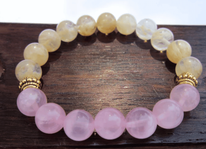 bracelet quartz rose et citrine